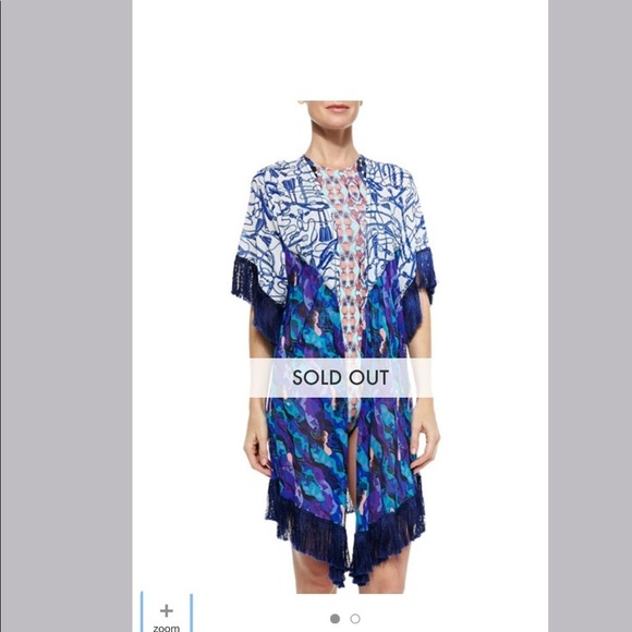 Maaji blue swim cover up with fringe trim small - Picture 5 of 7